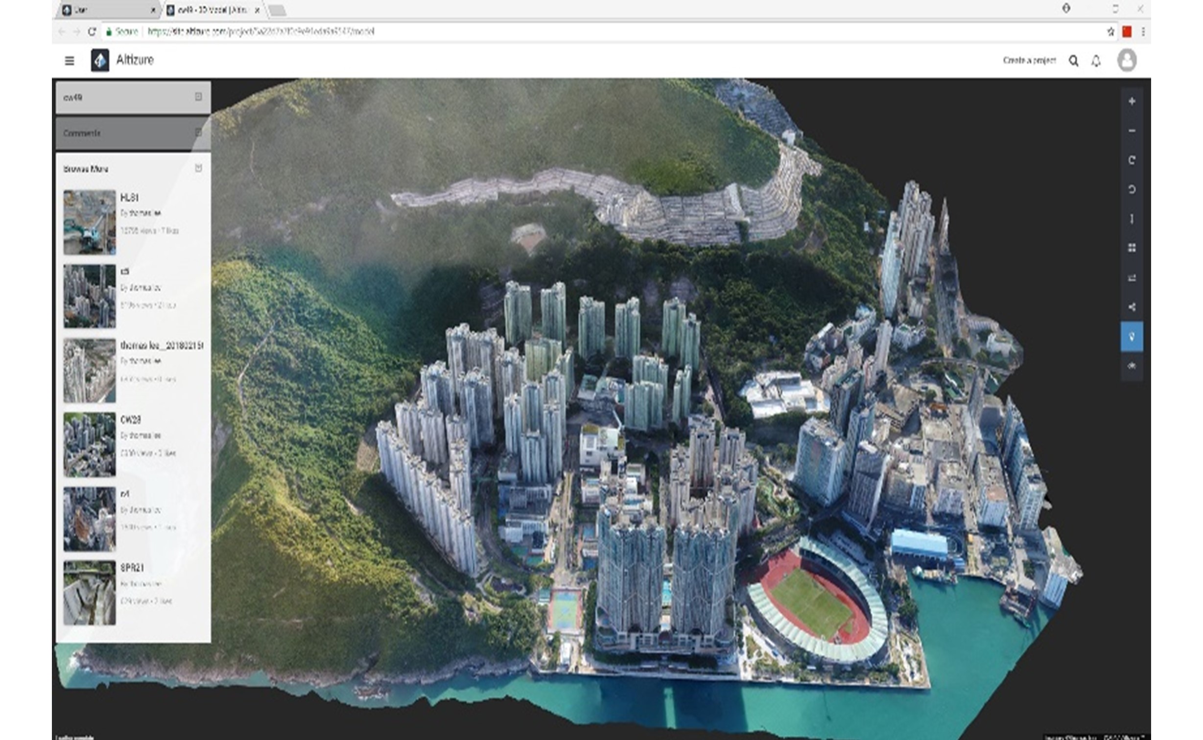 Altizure.com (三維數字模型生成，管理，發佈雲端平台 )