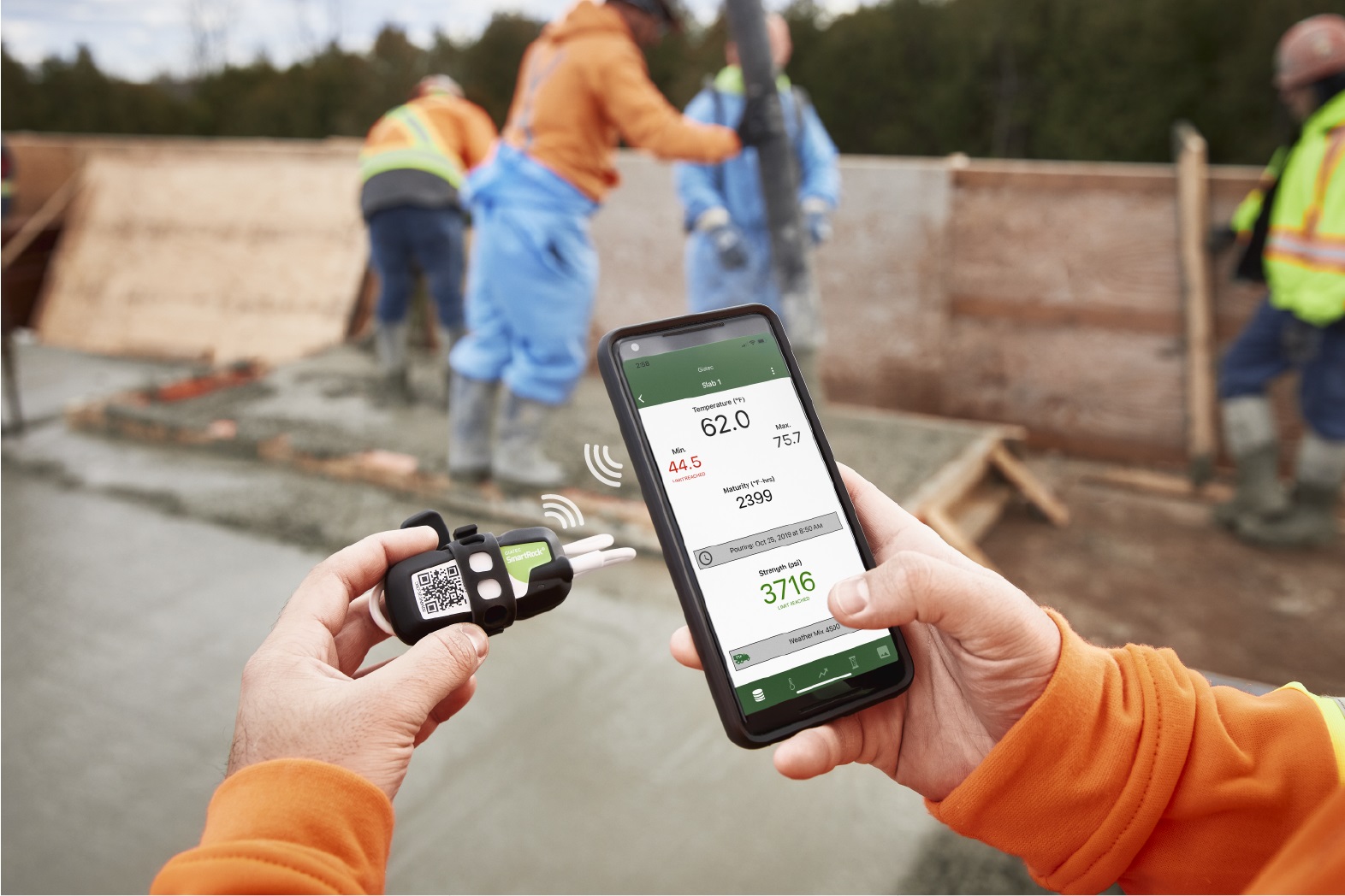 SMARTROCK - Wireless temperature and strength sensor for concrete